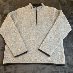 Koppen Quarter Zip Fleece Sweater Mens Small Gray Heathered Pullover